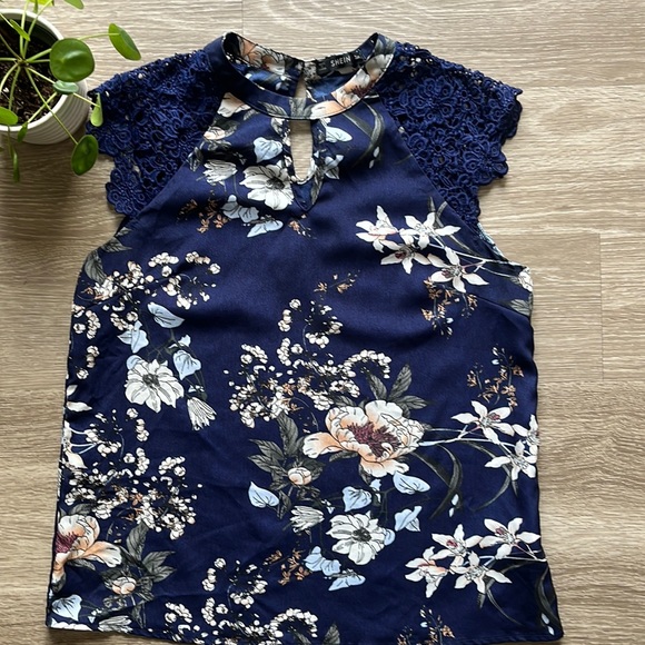 SHEIN Tops - Tank Blouse with Lace Sleeves, size M